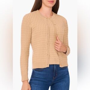 Halogen Beige Cable Knit Cardigan